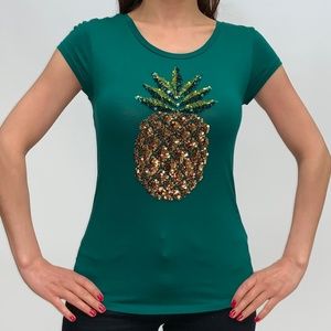 Green Sequin Pinapple T-Shirt
